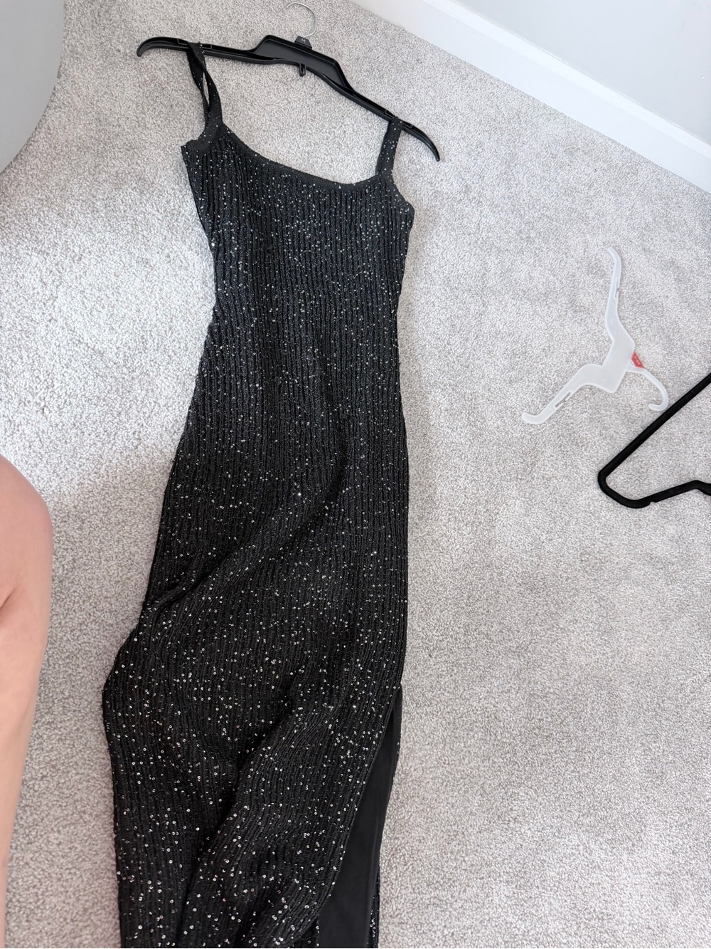 Windsor Black Sequin Maxi Slip Dress